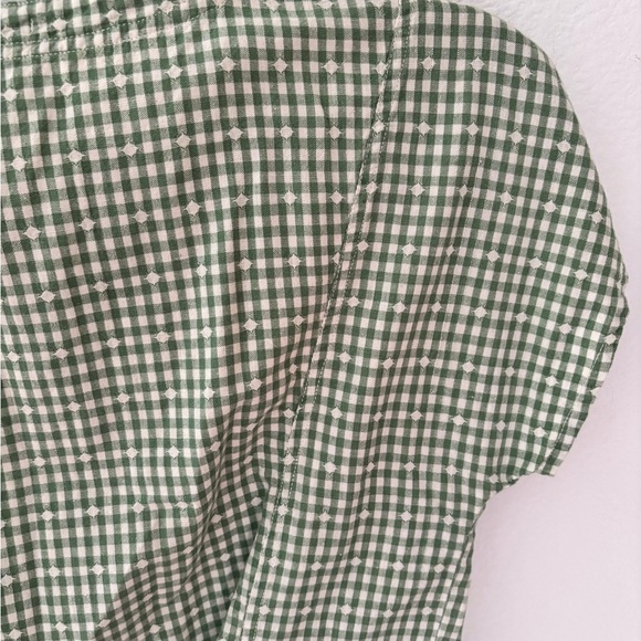 Vintage Esprit Green Checkered Blouse with hand painted buttons size XSmall - Picture 14 of 15